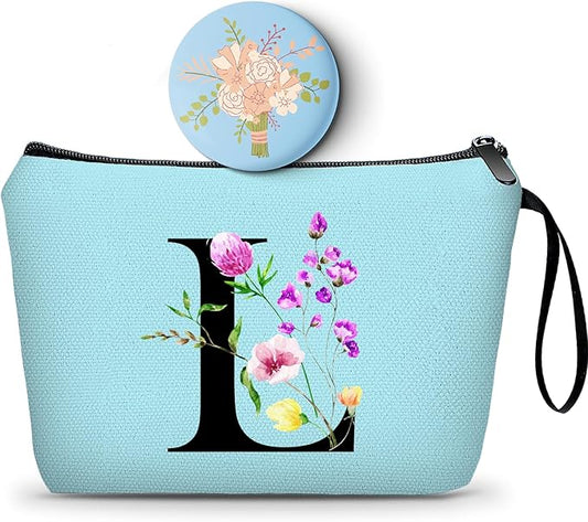 SEAMOON Birthday Friendship Bridesmaid Team Gifts for Employees Women Mom Aunt Daughter Teenage Girl Personalized Make up Cosmetic Bag Travel with Mirror Mothers Day Christmas Graduation L