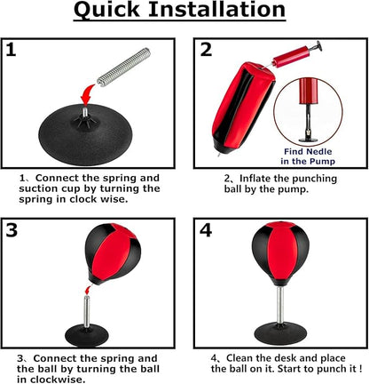 Desktop Punching Stress Bag with Boxing Gloves - Buster with Suction Cup for Office Table and Counters,Heavy Duty Stress Relief Ball,Desk Boxing Punch Ball,Funny Gifts for Office Coworkers and Kids