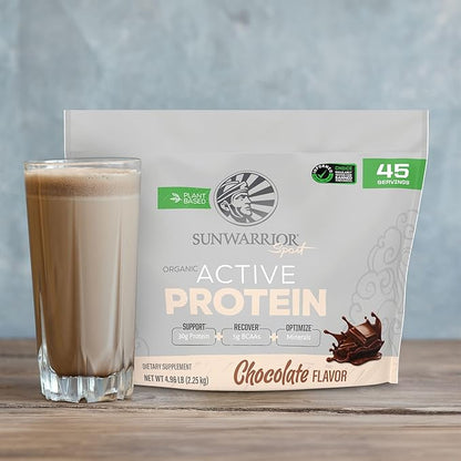 Sunwarrior Vegan Protein Powder USDA Organic Protein Powder Blend | Plant Based BCAA Sugar Free Gluten Free Non-GMO Dairy Free | Chocolate 4.96lbs | Sport Organic Active Protein