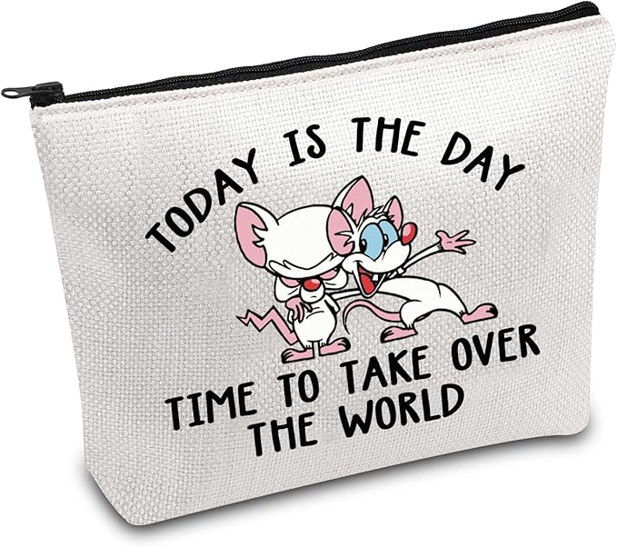 FOTAP Cartoon Characters Lover Gift Comedy Anime TV Series Makeup Bag Rat Brain Cosmetic Bag BFF Gift (THE WORLD)