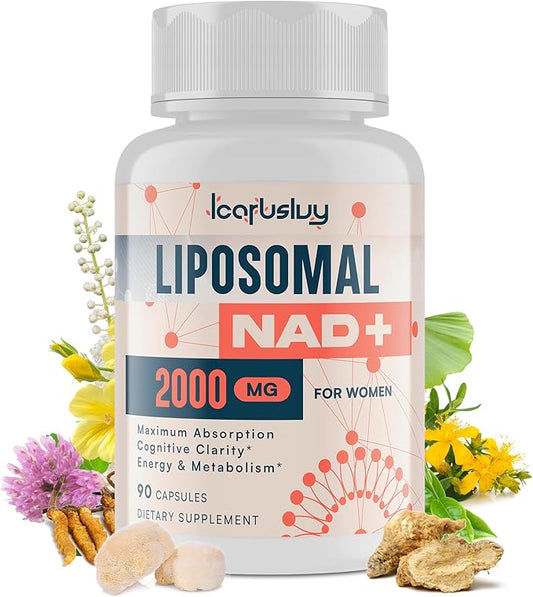 2000MG Liposomal NAD+ for Women, NAD+ Supplement, with Ashwagandha, Maca, Black Cohosh & Ginkgo Biloba, Max Absorption, NAD Plus - Menopause, Cognitive Clarity, Energy, Aging Defense, 90 Capsules