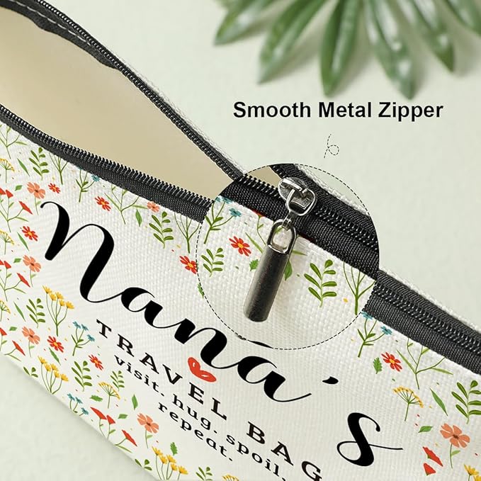 Nana's Travel Bag Mothers Day Makeup Bag Nana Grandma Gifts Grandma Birthday Gifts Funny Coloful Floral Cosmetic Bag for Women Nana Gigi Mimi Nanny Granny Chirstmas Appreciation Retirement Gifts