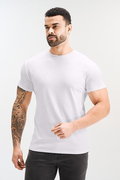 GYM REVOLUTION Men's 5 Pack Workout Gym Hipster Curved Hem Muscle Fitness Hip Hop T Shirts