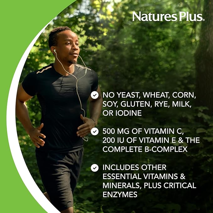 Natures Plus Nutri-Genic Multivitamin - 180 Vegetarian Tablets - Hypo-Allergenic Natural Multivitamin & Mineral Supplement for Sensitive People - Allergen-Free, Gluten-Free - 90 Servings