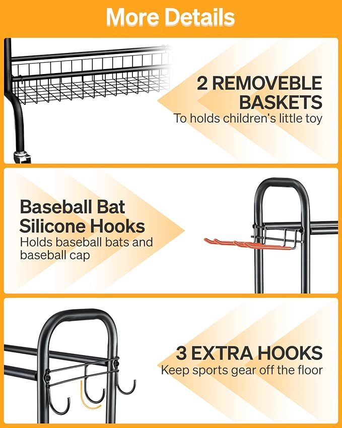 Basketball Rack, Rolling Basketball Shooting Training Stand,Sports Equipment Storage with Wheels, Four-Layer Organizer Holder with Two Basket for Basketballs Footballs Volleyball