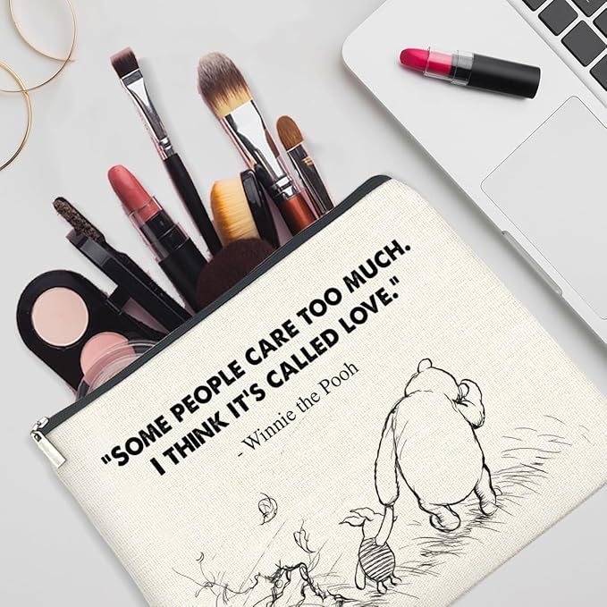 YeleY Winnie the Pooh Gifts for Women Girls Inspirational Gift Winnie the Pooh Makeup Bag for Girls Women Friends Pooh Bear Cosmetic Bag Friendship Makeup Zipper Pouch