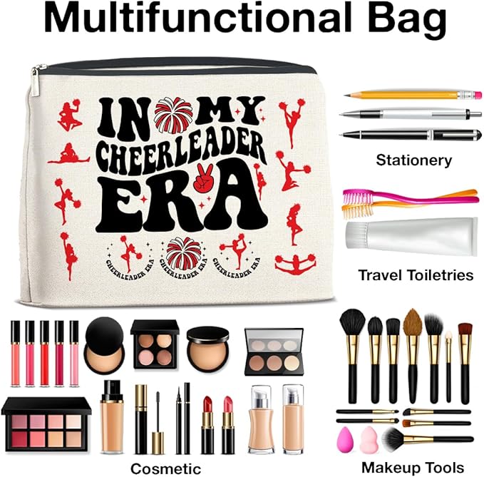 Cheerleader Gifts Makeup Bag Cheerleading Team Gifts for Women Cheerleader in My Cheerleader Era Zipper Makeup Pouch