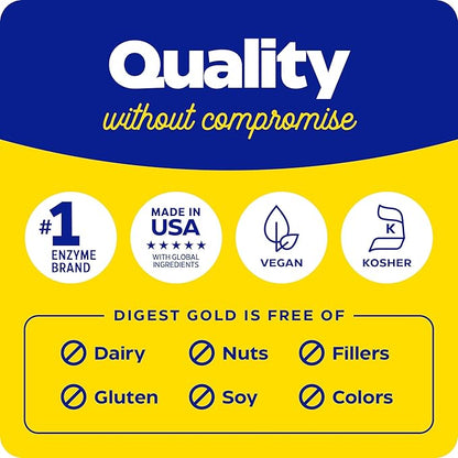Enzymedica Digest Gold + ATPro, Maximum Strength, Fast-Acting, Helps Digest Large Meals, Prevents Bloating and Gas, 90 Count (FFP)