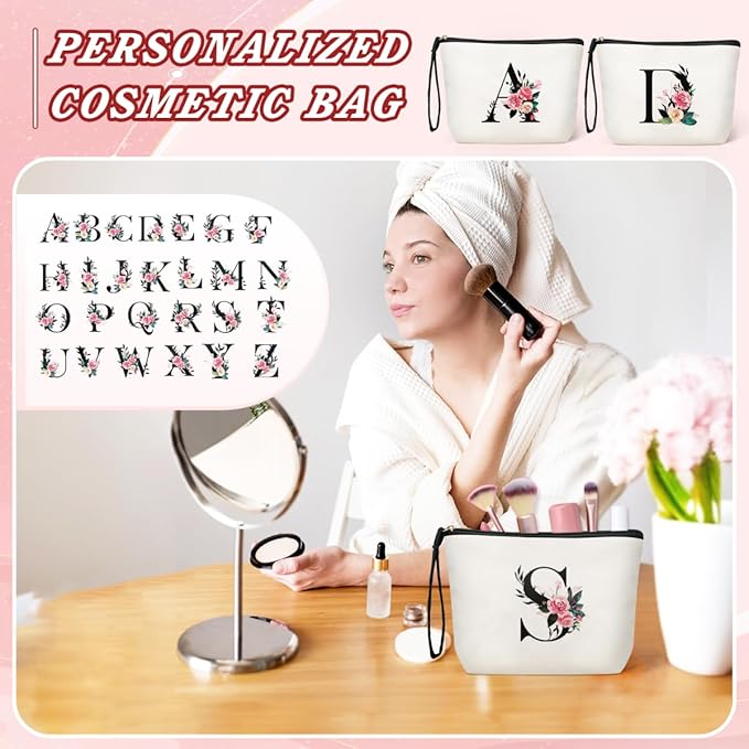 TOPEAST Cosmetic Bag for Women - Personalized Makeup Bag, Valentine's Day Gift Large Capacity Travel Makeup Bag Pouch Cute Quilted Makeup Bag Birthday Gifts for Women, Friend, Wife (Letter H)