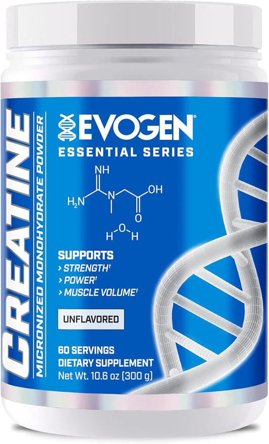 Evogen Creatine Monohydrate | Micronized Creatine Monohydrate for Strength, Power, Muscle Volume, & Enhanced Recovery | Unflavored | 60 Servings
