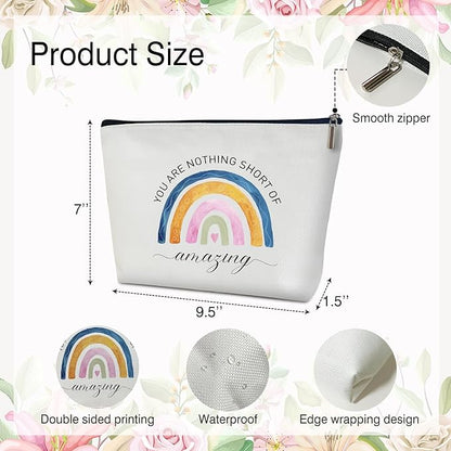 Inspirational Makeup Bag - You are Amazing, Gift for Her, Rainbow Toiletry Pouch -01