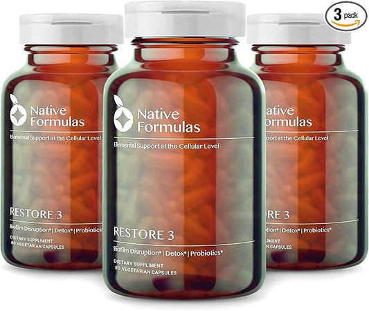 Restore 3 Proteolytic Enzyme & Spore Probiotic Blend Supplement - 180 Capsules - Advanced Biofilm Disruption Aid - Support GI Health, Fibromyalgia, Gut Flora, Muscle & Joint Support