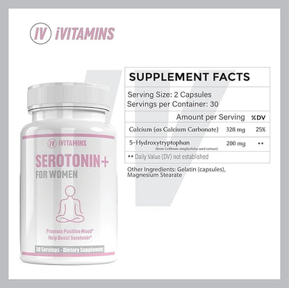 Serotonin Supplements for Women - Supports Healthy Serotonin Levels, Improves Mood, & More - Serotonin Supplement - Mood Support Supplement - Mood Support Supplements Women - 5 HTP - 1 fl oz