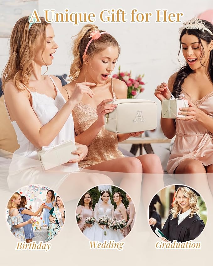 Vlando Gifts for Friends Female Cute Makeup Pouch Makeup Case Personalized Bridal Shower Gifts Wedding Gifts Birthday Graduation Gifts G