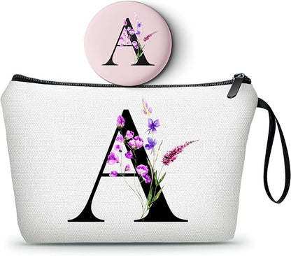 SEAMOON Women Birthday Unique Maid of Honor Friendship Gifts for Women Sister Bridesmaid Bride Personalized Travel Makeup Cosmetic Bag with Mirror Valentines Mothers Day Christmas Graduation A