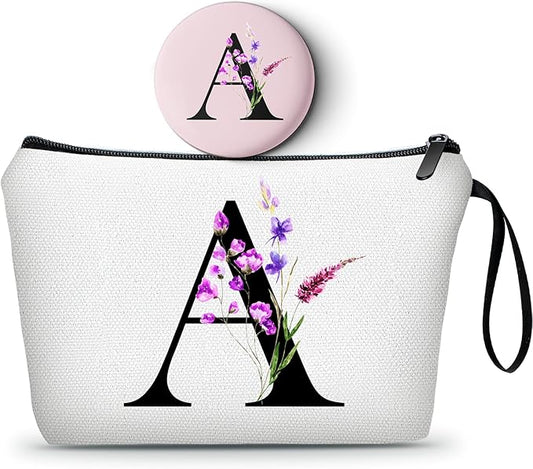 SEAMOON Women Birthday Unique Maid of Honor Friendship Gifts for Women Sister Bridesmaid Bride Personalized Travel Makeup Cosmetic Bag with Mirror Valentines Mothers Day Christmas Graduation A