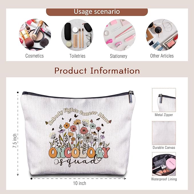 Oncology Nurse Gifts Makeup Bag - Thank You Gift for Oncology Nurse, Appreciation Gift for RN, Practitioner Nurse Week Gift, Graduation Gifts for Nurse Cosmetic Bag