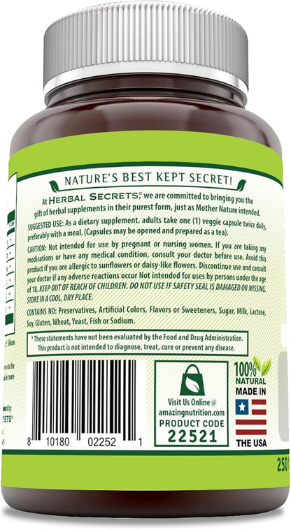 Herbal Secrets Echinacea & Goldenseal Root Supplement | 450 Mg Per Serving | 250 Veggie Capsules | Non-GMO | Gluten-Free | Made in USA (250 Veggie Capsules)