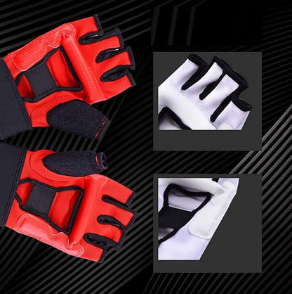 Taekwondo Kickboxing Punch Bag Gloves, Half Mitts WTF UFC MMA Training Boxing Sparring Grappling Martial Arts Muay Thai Wrist Wraps Support Gloves for Men Women Kids (Medium, Golden)