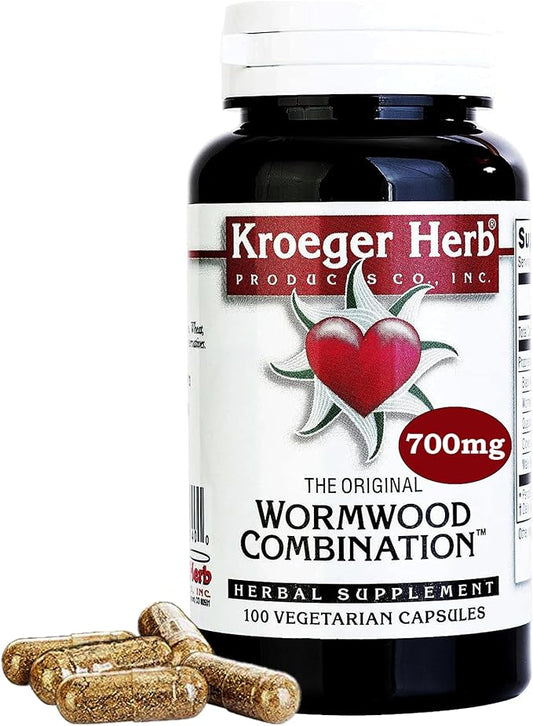 Kroeger Herb, Wormwood Herb, Black Walnut Wormwood, Clove, Quassia, Worm Wood Detox Cleanse - Wormwood Capsules, Non-GMO, Gluten Free, No Preservatives or Fillers - 100 Capsules, Made in USA