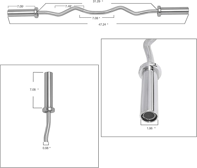 Signature Fitness Olympic Barbell Curl Barbell for Weightlifting