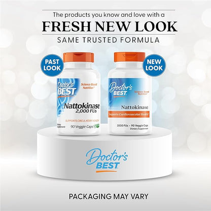 Doctor's Best Nattokinase 2,000 Fu, Non-GMO, Gluten Free, Vegan, Supports Cardiovascular and Circulatory Health, 90 VC