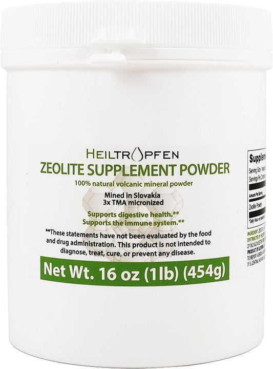 Zeolite Powder | Dietary Supplement 1 lb - 454 g | Detox | Clinoptilolite 94%+-3 | 3X Activated | Natural Mineral Dust | Ultra FINE Less-Than 2 µm