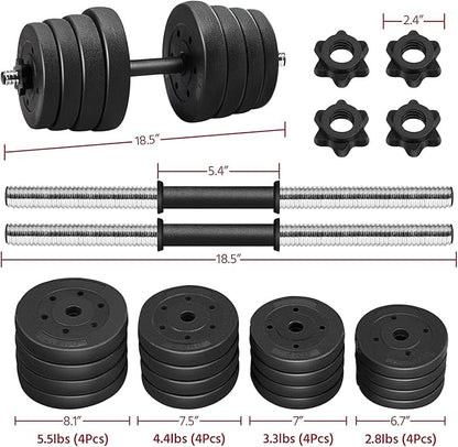 Yaheetech 66LB Weight Dumbbell Set Fitness Adjustable Cap Gym/home Barbell Plates Body Workout for Women and Men Strength Training