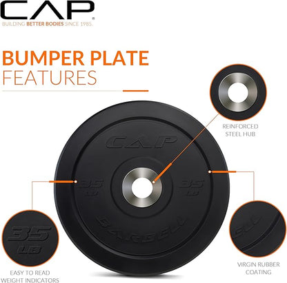 CAP Barbell 2-Inch Olympic Bumper Plate Weight Set 100-370 lbs