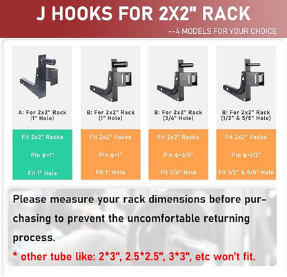 SYL Fitness 2x2 J-Hooks Power Rack Attachment Barbell 1", 1/2" 1/2" and 3/4"