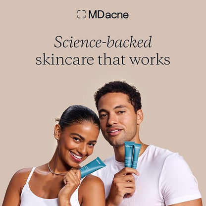 MDacne 3 Step Retinol Acne Kit - Retinol Cream 0.25%, Salicylic Acid Cleanser, Niacinamide Moisturizer - Plant-Based kit for Hormonal Acne, Blemishes, Wrinkles, 60 Day Acne Kit + Pimple Patch Gift