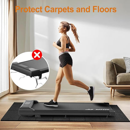 HOVSCO Foldable Treadmill Mat Non-Slip Exercise Bike Mat 1/4" Thick, 30"x63" Waterproof