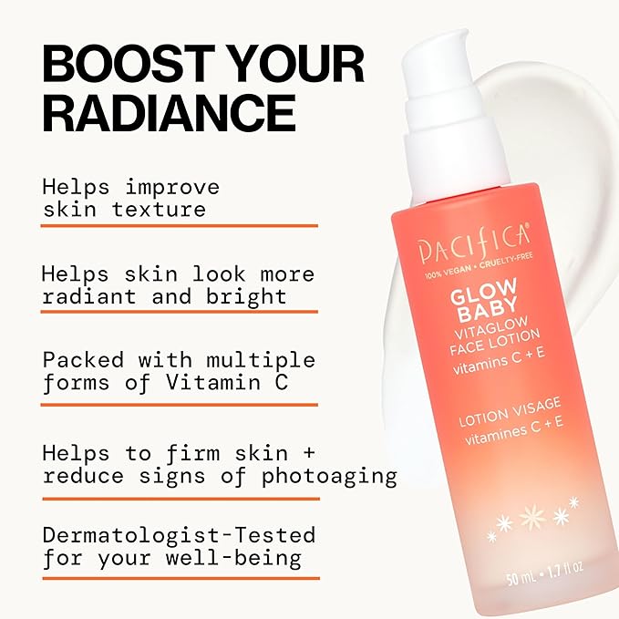 Pacifica Glow Baby Complete Skincare Set – 6 Piece Vitamin C Brightening Collection (Face Wash, Peel Pads, Booster Serum, Moisturizer, Eye Cream, Sheet Mask), 100% Vegan