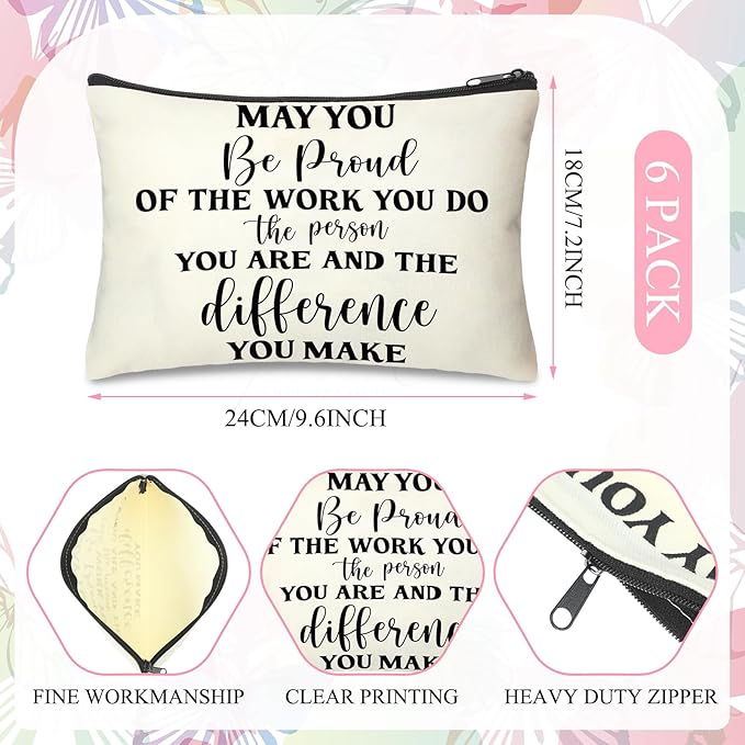 Tondiamo 6 Sets Thank You Gifts for Coworker Include 6 Natural Stone Bracelets 6 Cards 6 Canvas Makeup Bags May You Be Proud of the Work Employee Volunteer Nurse Week Appreciation