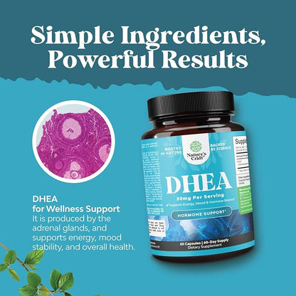 DHEA 50mg for Men and Women - High Strength DHEA Supplement for Women & Men for Enhanced Energy and Hormone Balance for Women & Men - Men and Women's Hormone Balance Supplement (2 Month Supply)