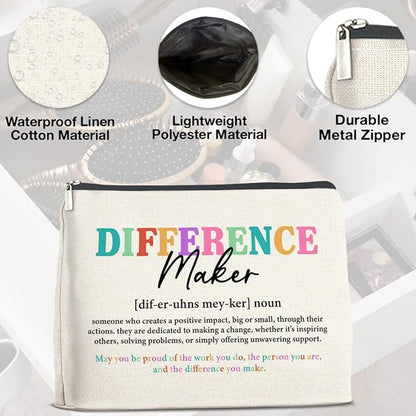Difference Maker Gifts Makeup Bag Leaving Retirement New Job Going Away Gifts, Thank You Gifts Difference Maker Definition Cosmetic Bag Zipper Makeup Pouch