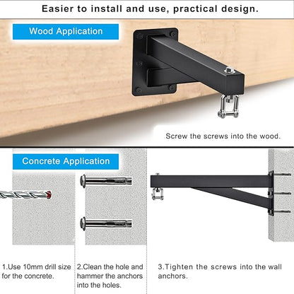 SELEWARE Wall Mount Heavy Bag Hanger Heavy Duty Punching Bag Hanger Adjustable Boxing Bag Bracket for Home Gym Indoor Outdoor Boxing, Muay Thai and MMA Training