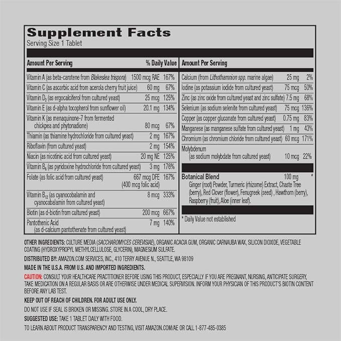 Amazon Elements Women‚ 40+ One Daily Multivitamin, 66% Whole Food Cultured, Vegan, 65 Tablets, 2 Month Supply (Packaging May Vary) (Pack of 2)