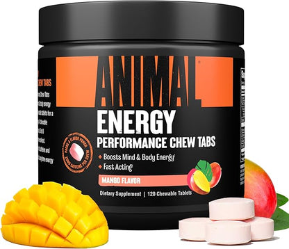 Animal Energy Chews, Fast Acting Energy with Caffeine, Nootropics and Sea Salt for Focus and Pre Workout - Convenient and Delicious Chews Format - Mango