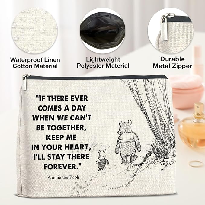 YeleY Friendship Gifts for Women Girls, Pooh Bear Gifts for Friends Besties, Classic Pooh Bear Cosmetic Makeup Bag Zipper Makeup Pouch