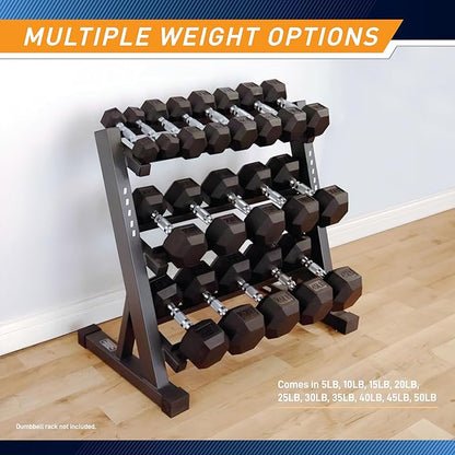 Marcy Rubber Hex Dumbbell - Available for 25lb - 50lb