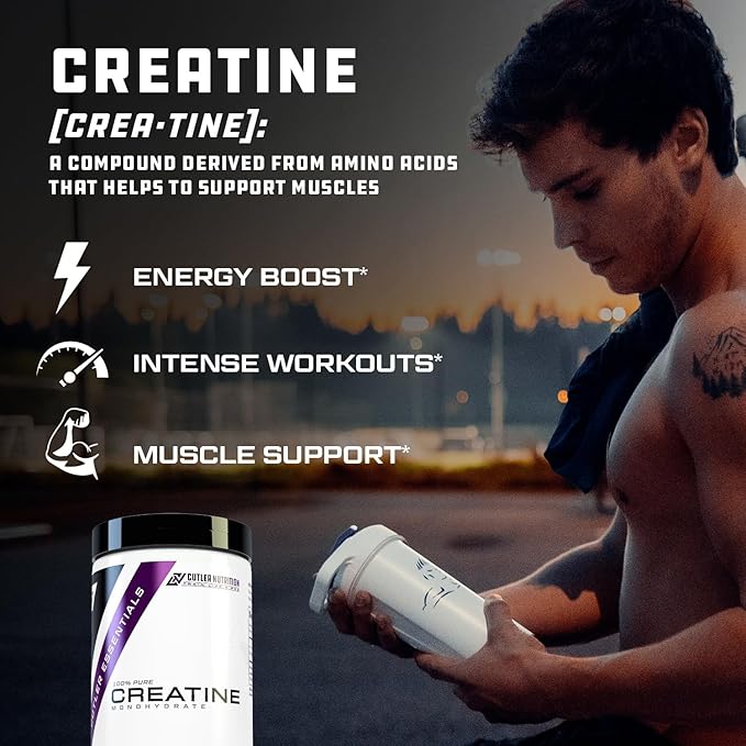 Cutler Nutrition Pure Creatine Monohydrate - 5g Per Serving - Premium Muscle Builder Enhances Strength Performance & Recovery - Unflavored for Easy Mixing (100 Servings)