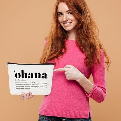 Ohana Definition Inspirational Makeup Bag Hawaii Cosmetic Bag Hawaiian Gifts Hawaiian souvenirs Thank You Gifts for Women Female Grandma Mom Sister Friend Wife Travel Toiletry Bag Christmas Birthday