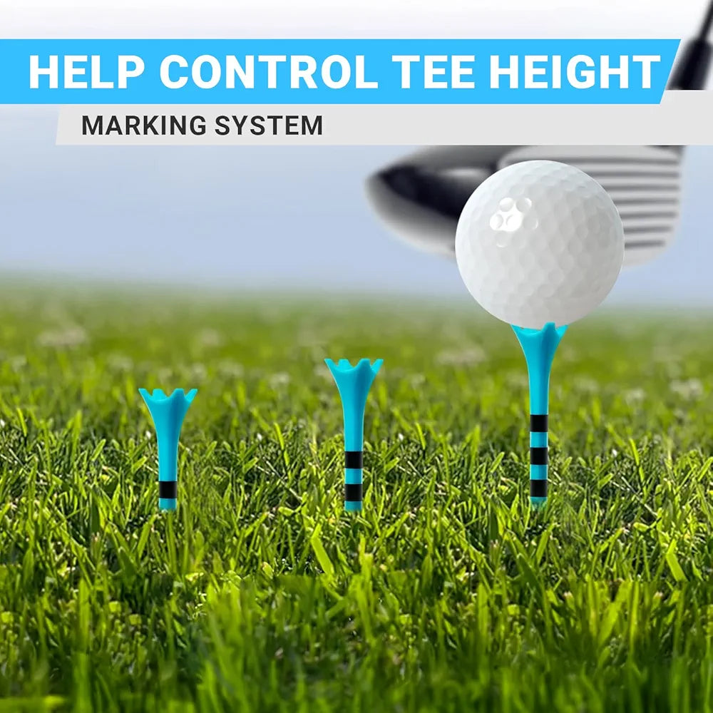 Professional Plastic Golf Tees 100 or 50 Pack , Enhanced Durability & Stability, Engineered to Minimize Friction and Side Spin