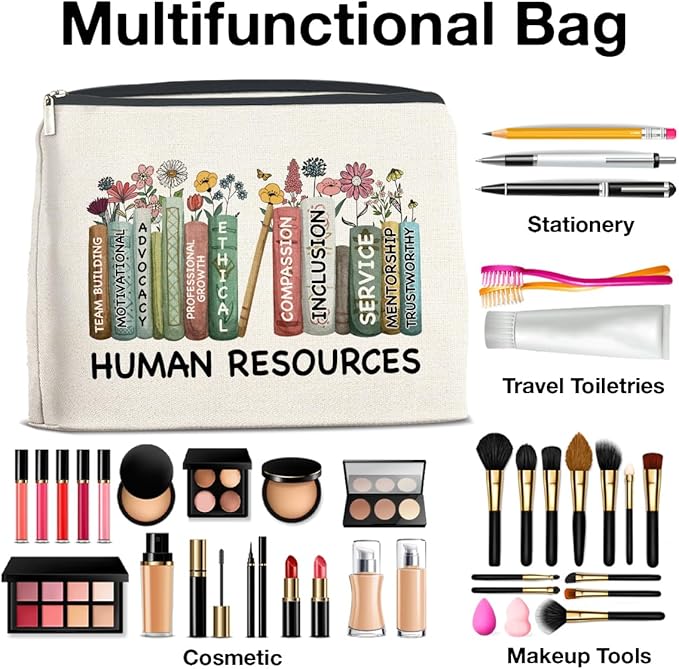 Human Resources Gifts for Women Makeup Bag Thank You Gift for Human Resources HR Cosmetic Bag Zipper Makeup Pouch