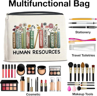 Human Resources Gifts for Women Makeup Bag Thank You Gift for Human Resources HR Cosmetic Bag Zipper Makeup Pouch