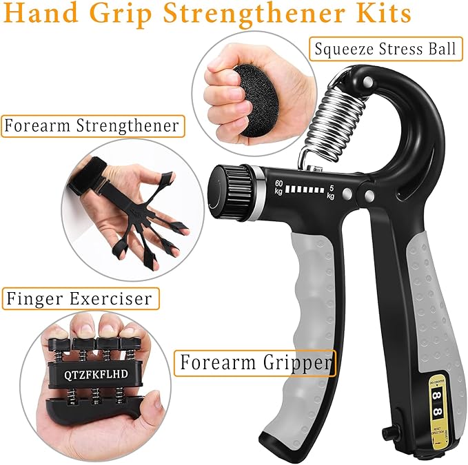 Grip Strength Trainer with Forearm Strengthener Recover(5 PCS)