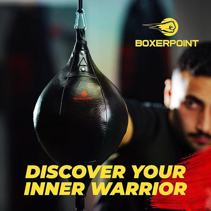 Boxerpoint Bag for Boxing - Premium Punching Bags - Durable PU Leather & Adjustable Cords Double Ended Punching Bag, Speed Bags for Adults & Kids, Boxing Equipment