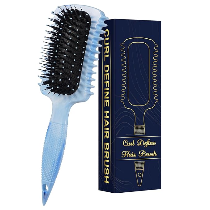 Curl Defining Brush, Volume Curly Hair Brush Products for Effortlessly Detangling Shaping and Styling Women's Men's Curls on All Wet or Dry Hair Types, Reduces Frizz (Marble Blue)