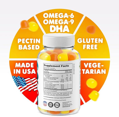 DR. MORITZ Omega 3 Kids Gummies (180 Count), Vegan Omega 3 Gummies for Kids with No Fish Oil, Omega 3 DHA Kids Vitamins for Brain & Heart Health, Gluten-Free Omega 3 6 9 Gummies